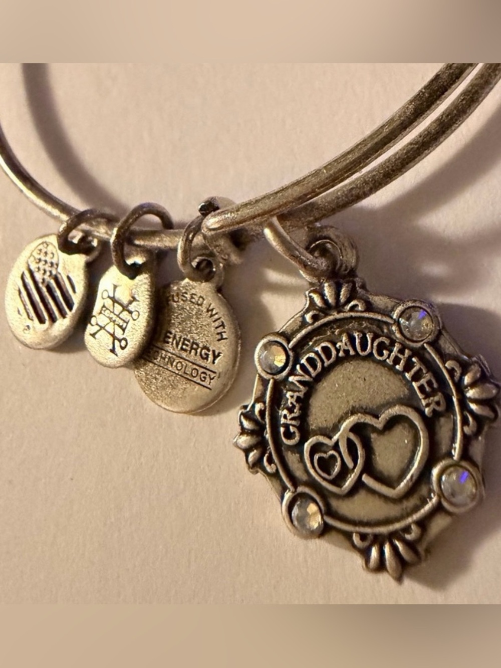 Alex and Ani Silver Granddaughter Heart Charm Bangle